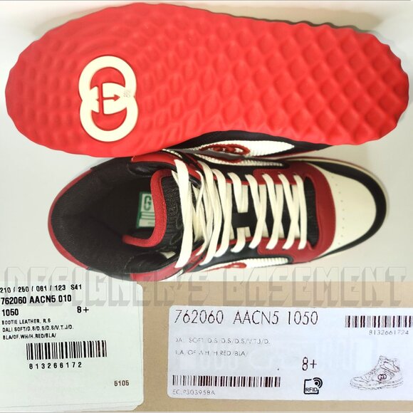 GUCCI Men 8.5 multi colored leather MAC80 Interlocking G high-top laced Sneakers - Picture 7 of 10